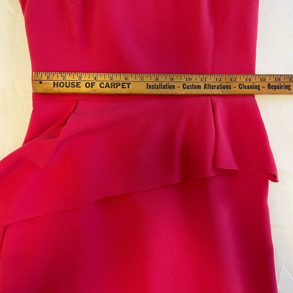 Teri Jon size 6 watermelon asymetrical waist cap sleeves knee length dress - Picture 10 of 11